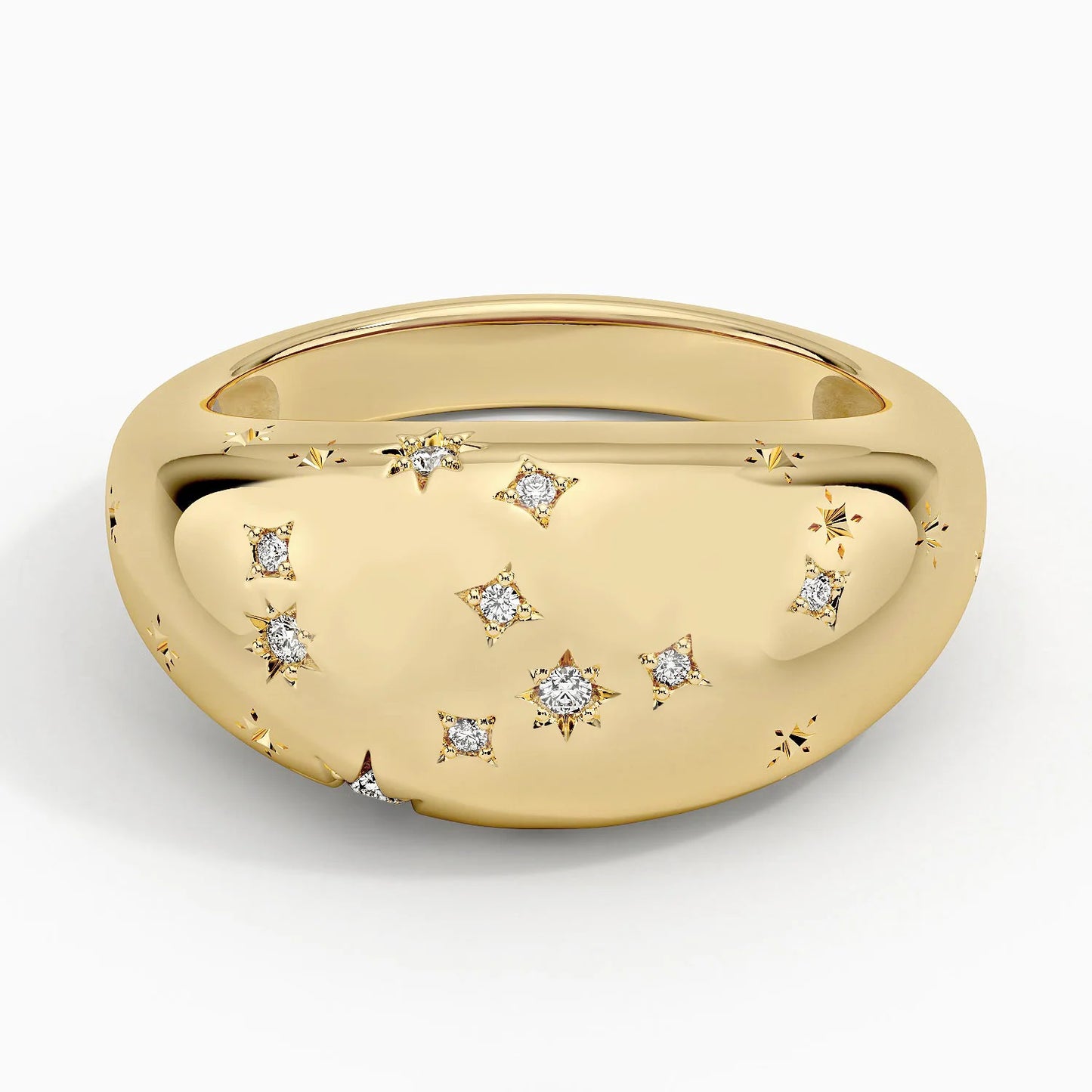 Virgo Zodiac Constellation Diamond Dome Ring