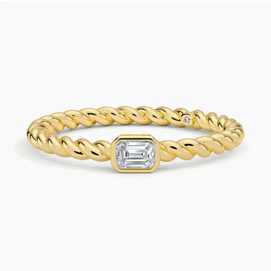 Ama Emerald Cut Lab Diamond Rope Ring 18k