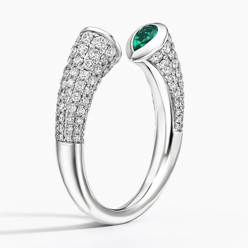 Luxe Stevie Lab Emerald and Lab Diamond Toi et Moi Ring