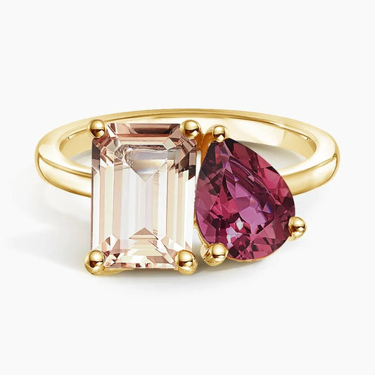 Toi et Moi Morganite and Pink Tourmaline Cocktail Ring