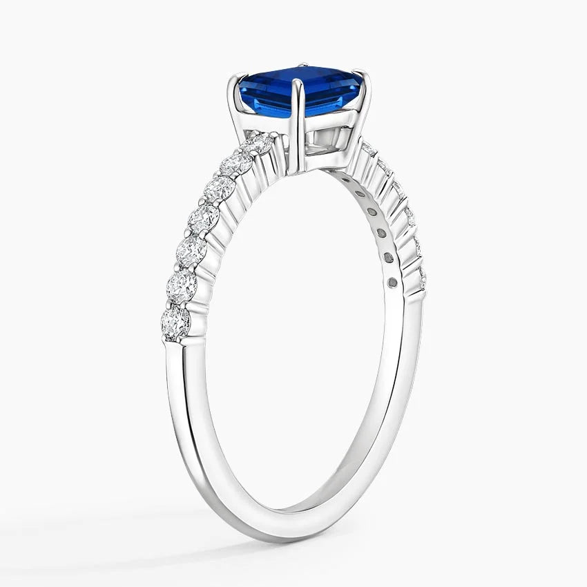 Beatrice Sapphire and Diamond Ring 18K White Gold