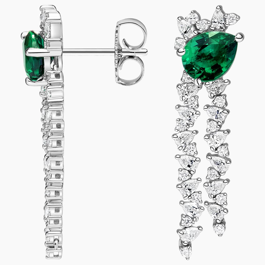 Olivetta Lab Emerald and Diamond Drop Earrings 18k