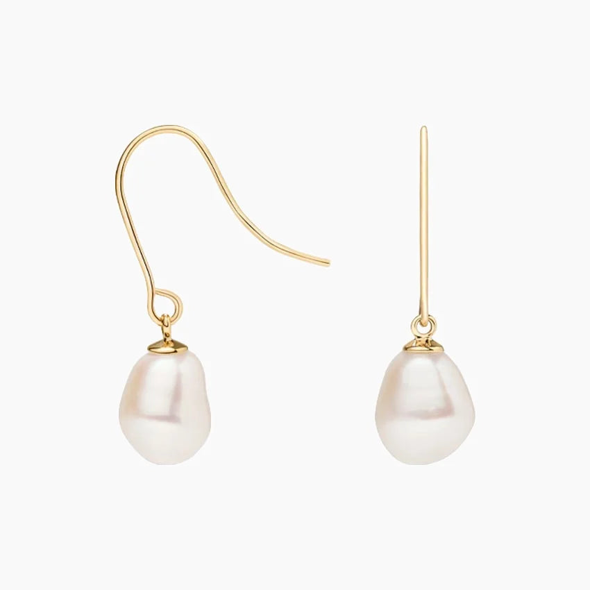 Baroque Freshwater Cultured Pearl Earrings 18k